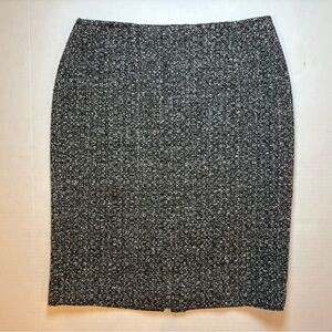 Loft Anne Taylor wool blend black & white tweed pencil skirt size petite 8
